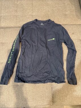 Vineyard Vines LAX Long-Sleeve Pocket Tee - Navy with Lime Logo
